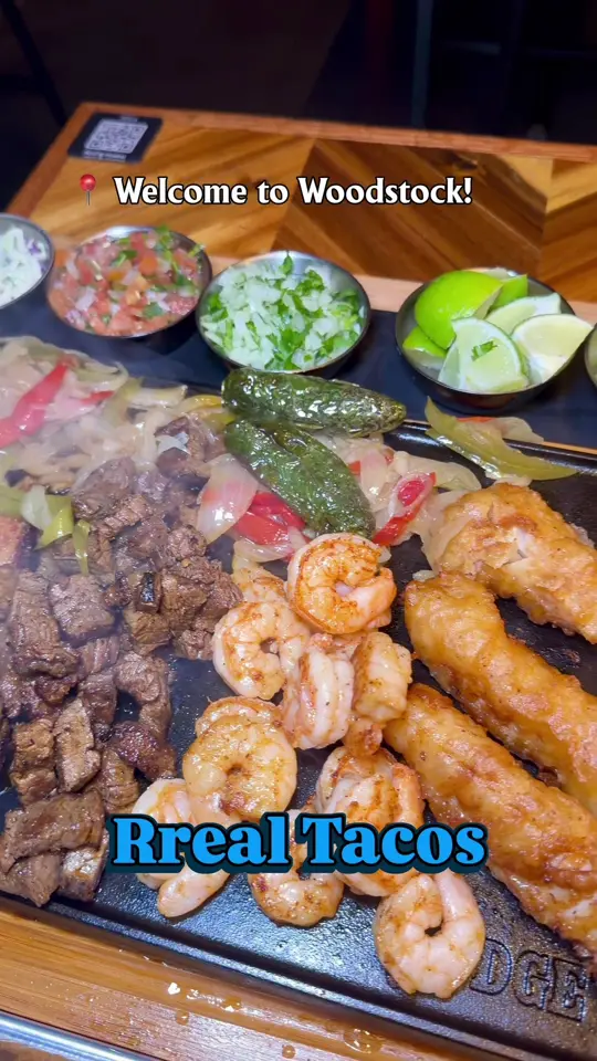 Rreal Tacos - Sugar Hill in Sugar Hill showing restaurant visit, tacos, appetizer trio, salsa, queso, guacamole, video by servinglooksatl on TikTok