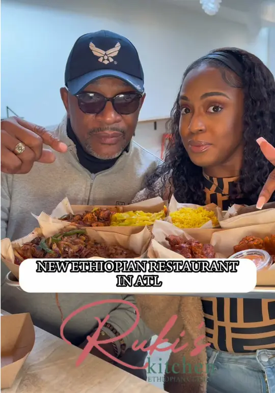 Ruki’s Kitchen in Atlanta showing food, steak tibs, chicken tibs, lentils, injera, atmosphere, service, video by itsallgatl on TikTok