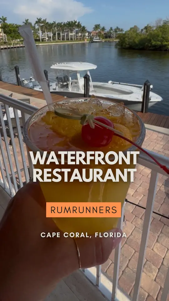 Rum Runners in St. Pete Beach showing review, visit, meat & cheese board, caribbean salmon, blackened chicken alfredo, chocolate cake, video by swflguide on TikTok