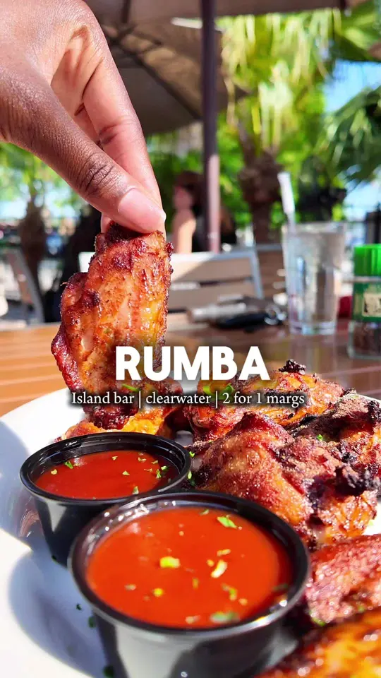 Rumba Island Bar & Grill in Clearwater showing food, jerk pasta, video by marykaayy on TikTok