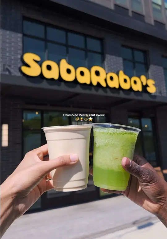 Sabaraba's in Chamblee showing food, pita sandwiches, drinks, strawberry lime frozé, video by discoverdekalb on TikTok