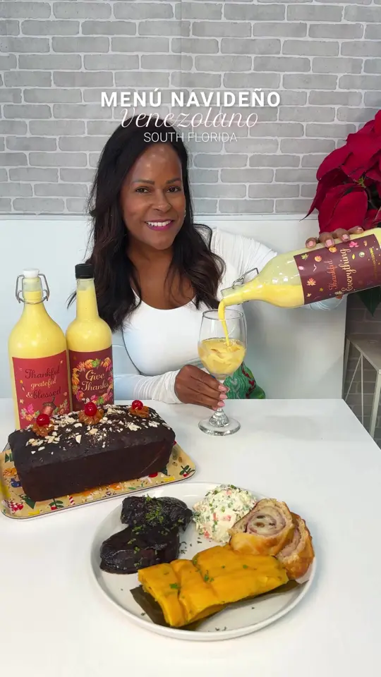Sabor Venezolano Tamiami in Miami showing food, hallacas, pan de jamón, ponche crema, torta negra, asado negro, pernil, video by fashion.eat.travel on TikTok