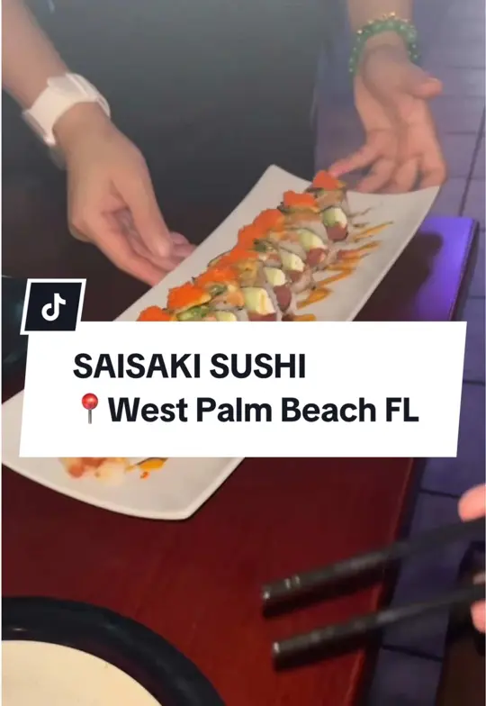 SAISAKI Sushi & Kitchen by NARA in West Palm Beach showing sushi, spicy edamame, video by lifeonebiteatatime on TikTok