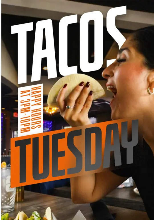 Sajoma Latin Fusion in Kissimmee showing happy hour, tacos, cocktails, tuesday special, video by sajomalatin.com on TikTok