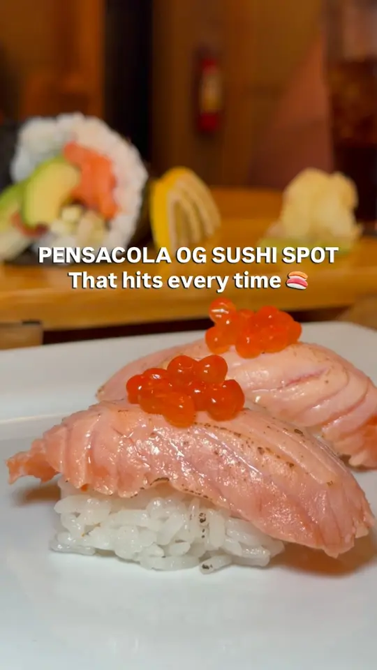 Sake Cafe in Pensacola showing restaurant review, sushi, japanese restaurant, sake, video by The 850 Foodie on Facebook