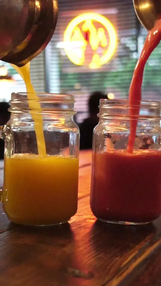 Salento Steakhouse at Silverleaf in St. Augustine showing natural juices, mango juice, strawberry juice, video by Salento Colombian Steakhouse on Facebook