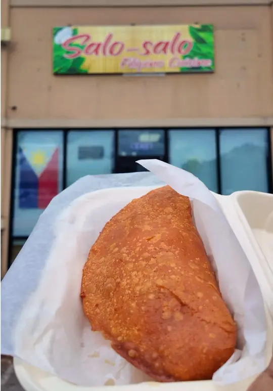 Salo Salo Filipino Cuisine in Morrow showing food, viral empanada, video by westbrookeats on TikTok