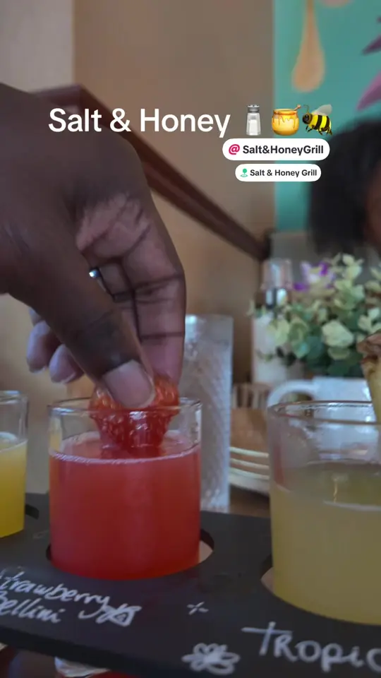 Salt in Fernandina Beach showing brunch, mimosa float, beignets, flounder truffle fries, shrimp and grits, video by cachewilliams on TikTok