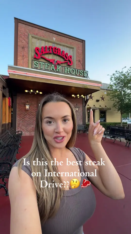 Saltgrass Steak House in Orlando showing steak, review, video by chelseaathomass_ on TikTok