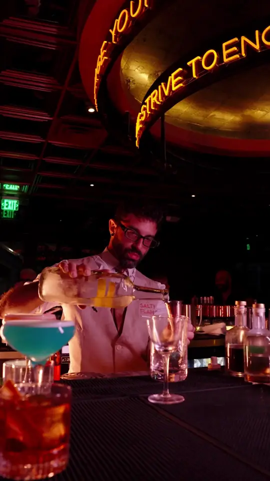 Salty Flame in Miami showing cocktail, meal, video by saltyflamerestaurant on TikTok