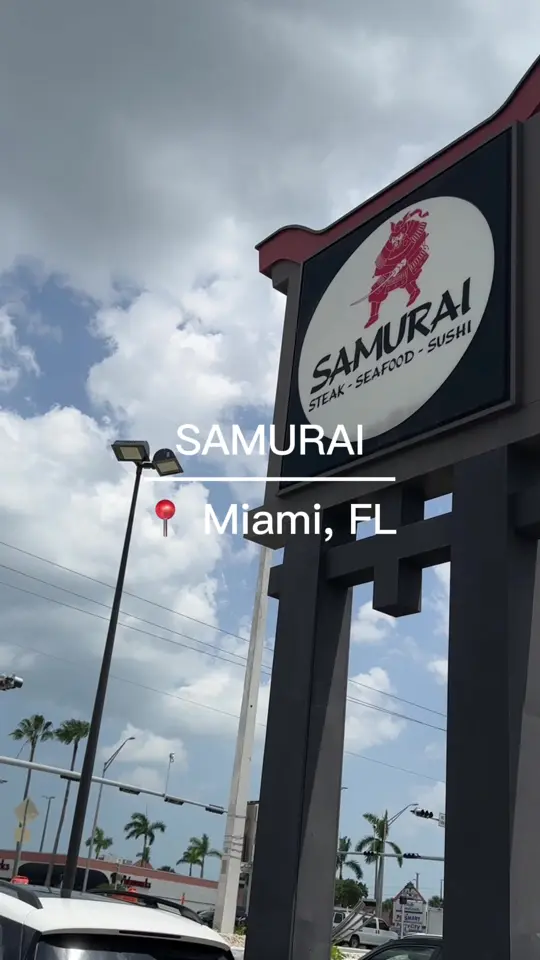 Samurai in Miami showing restaurant visit, hibachi dinner, land 'n sea total, video by ahadsfoodchallenge on TikTok
