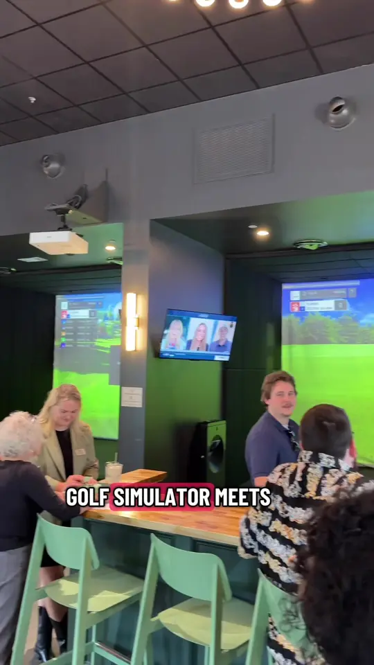 Sand Trap Social in Columbus showing happy hour, meet & greet, networking, atmosphere, people, video by skipthapodcast on TikTok