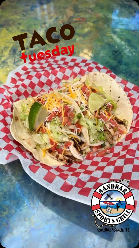 Sandbar Sports Grill Satellite Beach in Satellite Beach showing happy hour, tacos, domestic drafts, live music, deck, video by Sandbar Sports Grill - Satellite Beach on Facebook