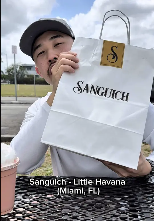 Sanguich in Miami showing food review, cubano sandwich, video by phatvick on TikTok