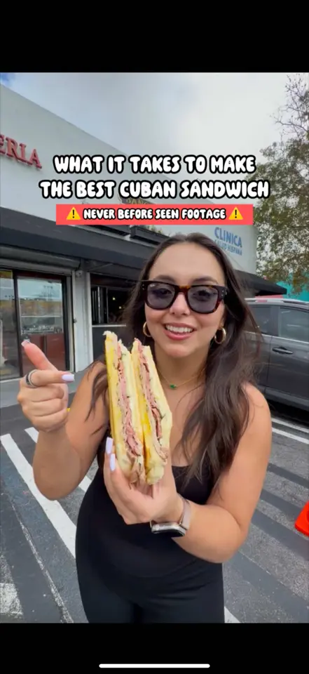 Sanguich in Miami showing food, cuban sandwich, video by iviethefoodie on TikTok