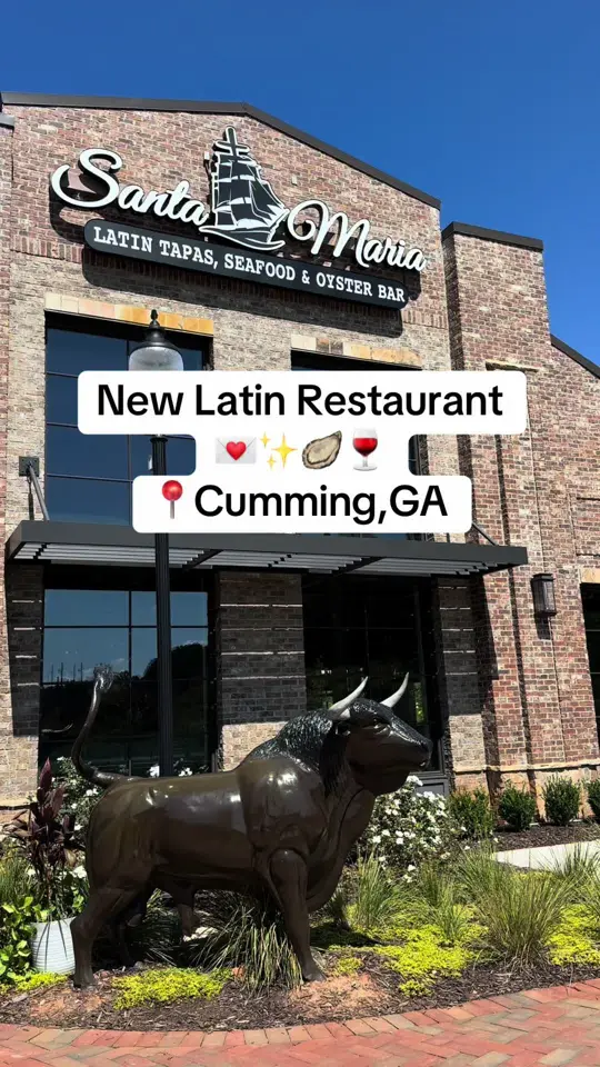 Santa María in Cumming showing review, visit, atmosphere, patio, oysters, tequila flights, wine flights, live music, salsa dancing, video by travelfoodie_ishy on TikTok