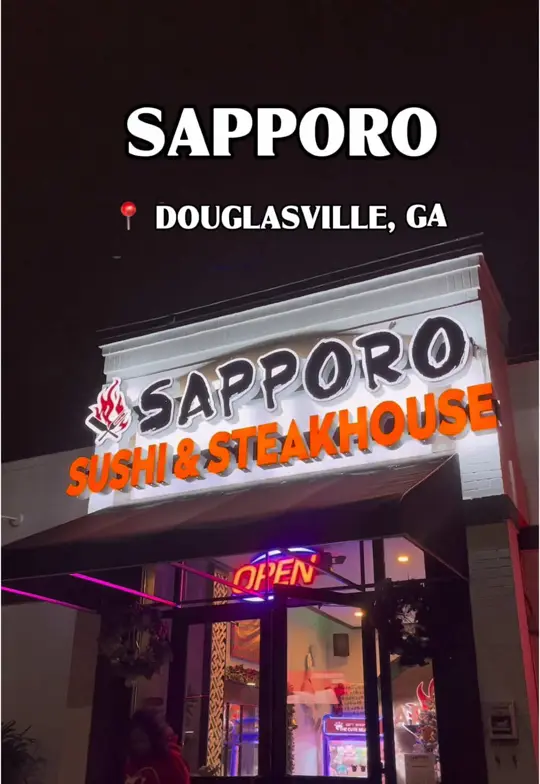 SAPPORO JAPANESE RESTAURANT in Douglasville showing restaurant visit, sushi, steakhouse, video by amayaeatss on TikTok