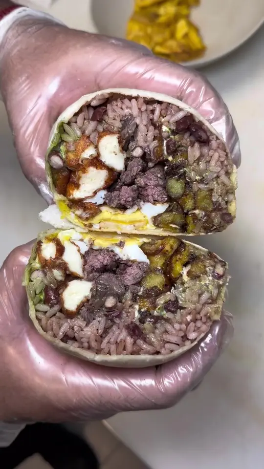 Sarussi Cafeteria and Restaurant in Miami showing food, churrasco wrap, video by foodyfetish on TikTok