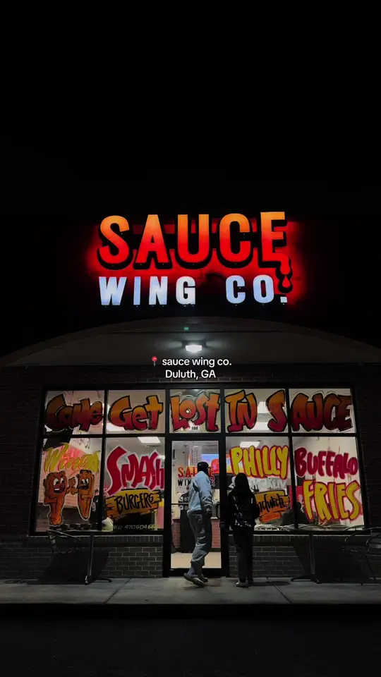 Sauce Wing Co in Duluth showing food, smashburger, video by charmed.eats on TikTok