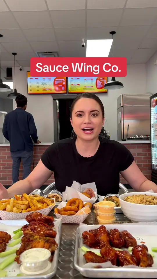 Sauce Wing Co in Duluth showing food, chicken wings, fried rice, philly cheesesteaks, loaded fries, video by atlantabestbites on TikTok