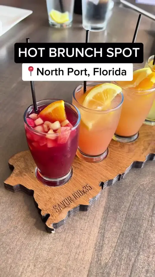 Savor 100x35 in North Port showing restaurant visit, urban latin fusion brunch, video by thefloridaqueenie_ on TikTok