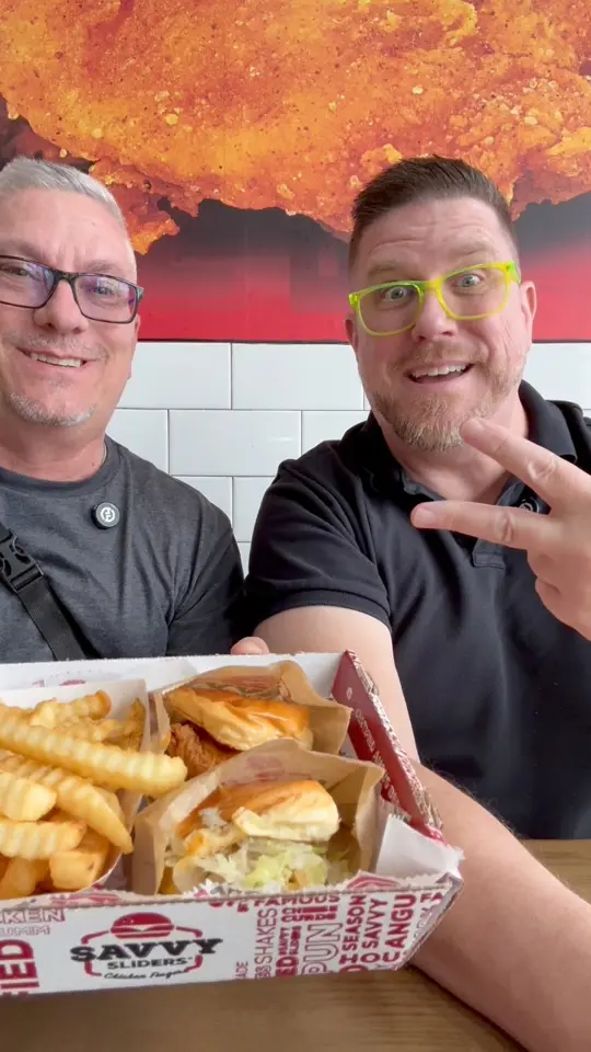 in Florida showing restaurant visit, slider options, beef sliders, chicken sliders, fish sliders, falafel sliders, ribeye sliders, chicken tenders, video by Jeff and Mark Exploring on Facebook