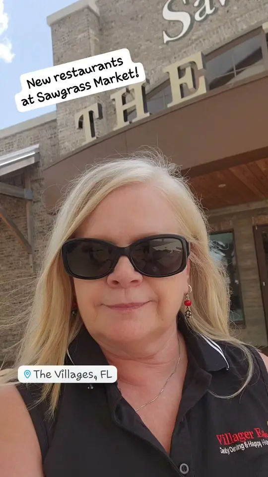 Sawgrass Tavern in The Villages showing restaurant visit, burger, blue bomber burger, fries, strawberry milkshake, video by Villager Eats on Facebook
