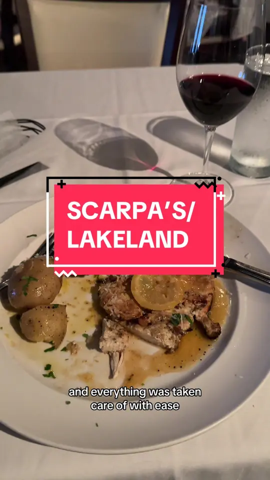 Scarpa's Italian Restaurant in Lakeland showing restaurant, italian cuisine, dinner reservation, date night, celebration, family owned, video by clarice.burkett on TikTok