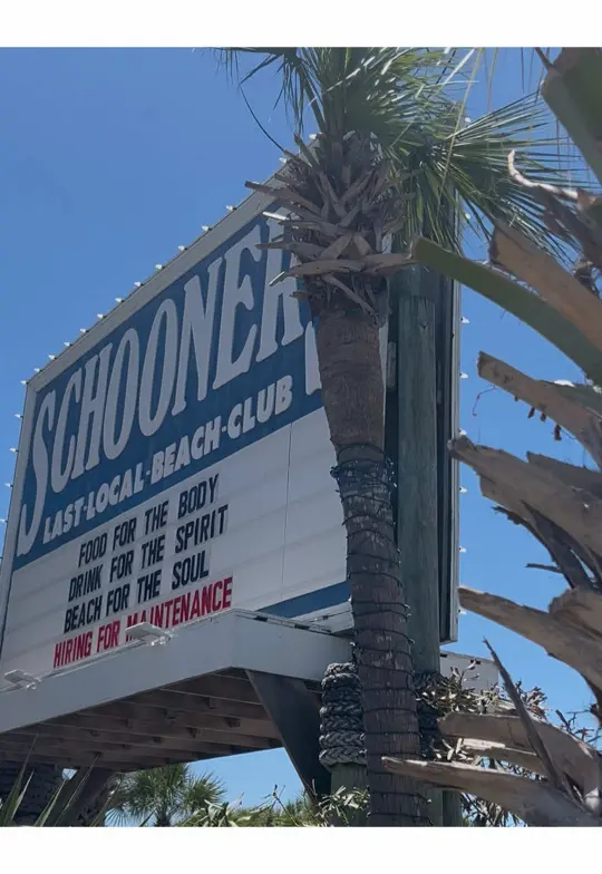 Schooners in Panama City showing review, visit, cheeseburger, fries, mahi mahi, video by lovingpanamacitybeach on TikTok