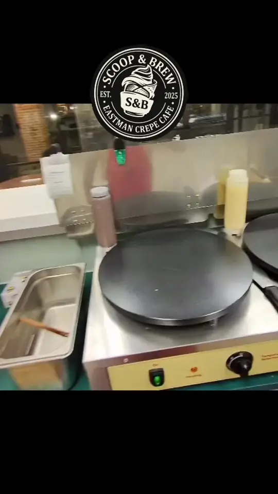 Scoop & Brew in Eastman showing crepe cafe, crepes, video by Scoop & Brew Eastman GA on Facebook