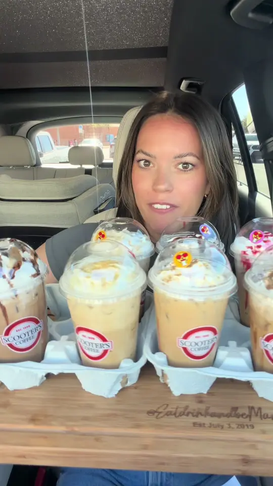 Scooter's Coffee in Navarre showing coffee, full 'licious lineup, video by eatdrinkbemandy on TikTok