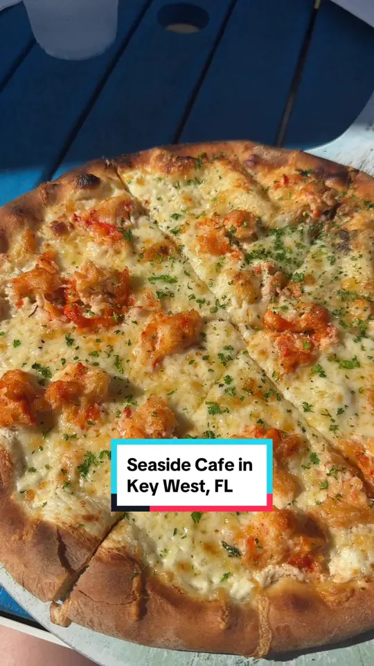 Seaside Cafe at the Mansion in Key West showing review, visit, food, lobster pizza, video by danny.molly.travel on TikTok