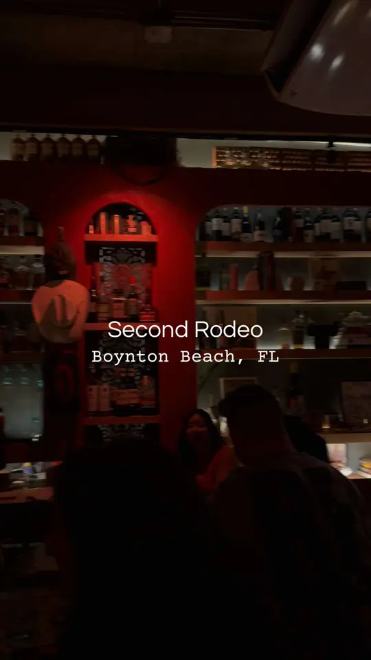 Second Rodeo in Boynton Beach showing cocktail bar, western-inspired interiors, disco ball, handcrafted cocktails, late-night menu, video by thepalmbeacher_ on TikTok