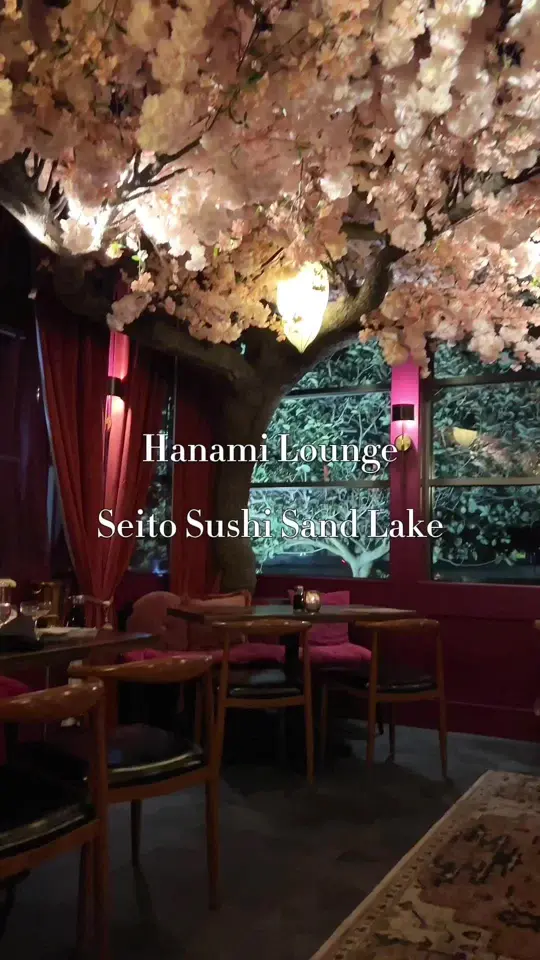 Seito Sushi Sand Lake in Orlando showing anniversary dinner, hanami lounge, video by there.and.beck on TikTok