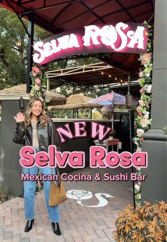 Selva Rosa Cocina & Bar in Maitland showing food, birria tacos, ahi tuna truffle, sake sangria, chips & queso, ensenada style tacos with achiote shrimp, dulce vicio roll, rosa en, video by datenightorl on TikTok