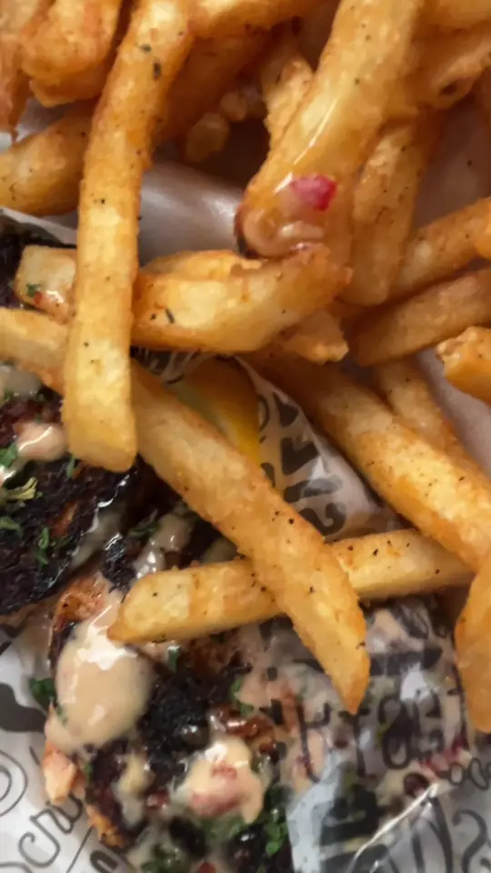 SGC Chicken & Seafood in Powder Springs showing food, salmon cakes, video by amber.leffew on TikTok