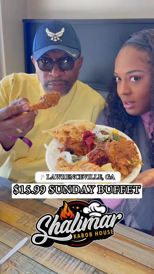 Shalimar Kabab House in Lilburn showing brunch, buffet, sunday brunch, video by itsallgatl on TikTok