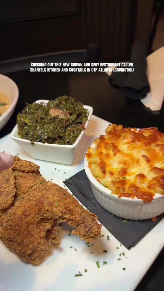 Shantel's Kitchen and Cocktails in Covington showing review, visit, video by vibesinatl on TikTok