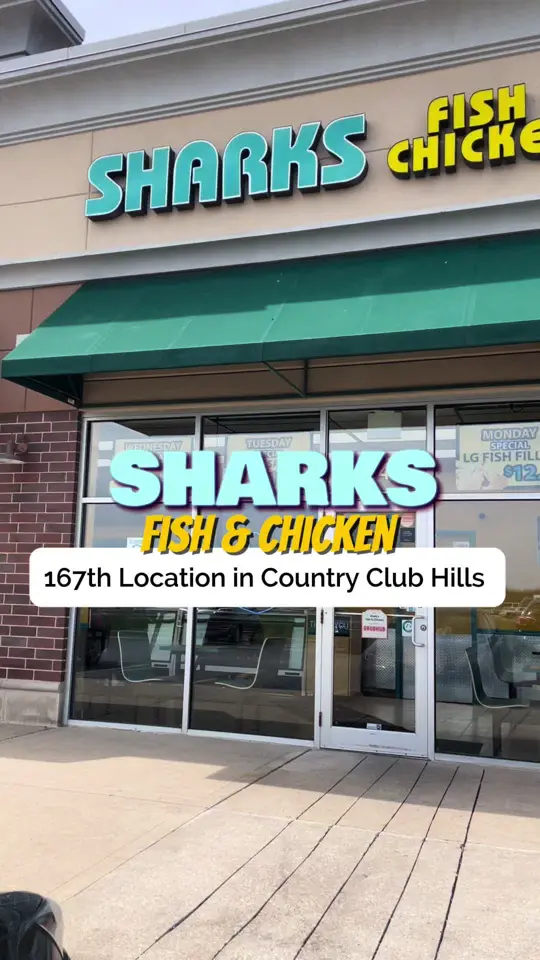 Sharks Chicken & Fish in Morrow showing review, visit, fried fish, wings, video by amanda.eatz on TikTok