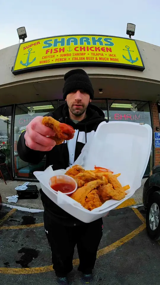 Sharks Chicken & Fish in Riverdale showing review, visit, video by David Altman on Facebook