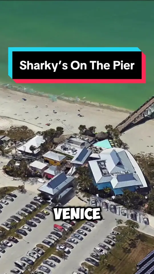 Sharky's On the Pier in Venice showing seafood, shrimp, visit, video by explorewithmedaily on TikTok