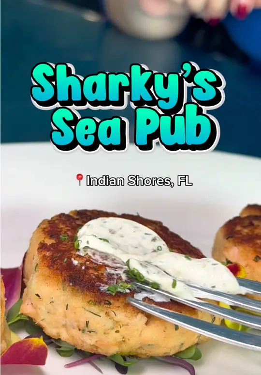  in Florida showing drinks, game day atmosphere, crab cakes, mussels diablo with toast points, grouper sandwich with remoulade, sharky's smash burger, video by eatlocalflorida on TikTok