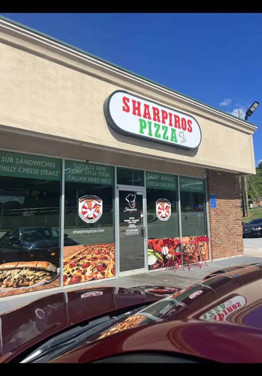 Sharpiros Pizzeria in Conyers showing pizza, ny style pizza, video by ellemurf on TikTok