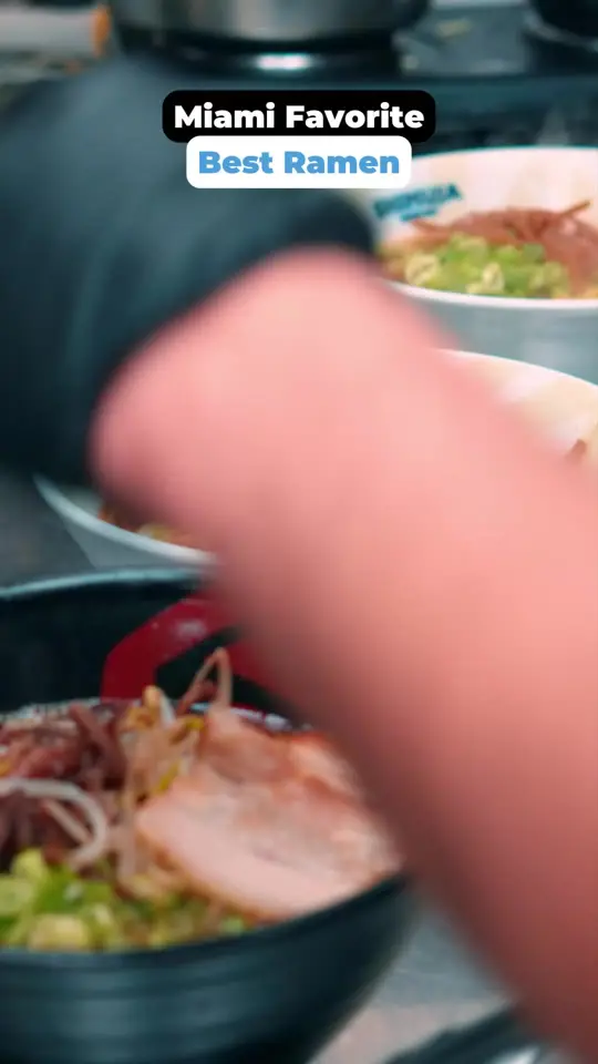 Shimuja Ramen in Miami showing ramen, authentic flavor, video by shimujaflorida on TikTok