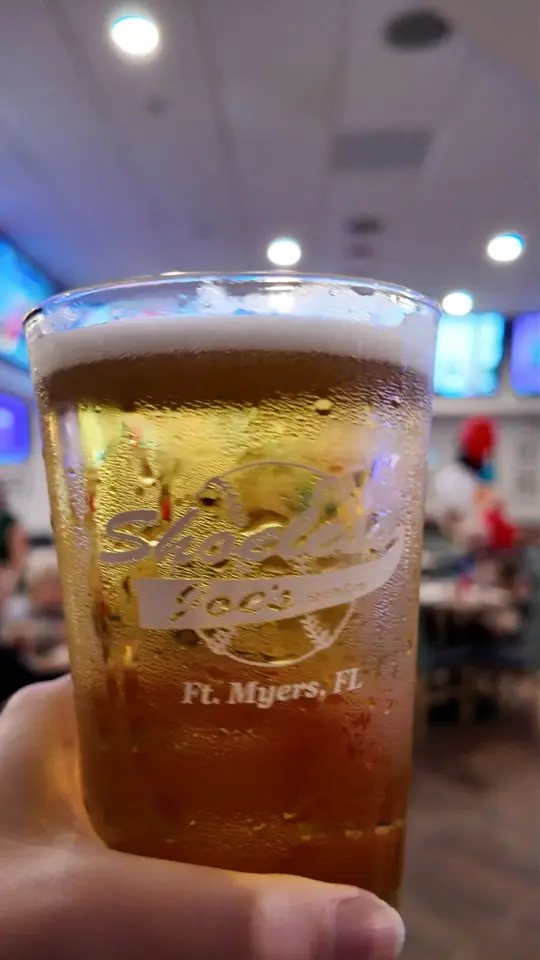 Shoeless Joe's Sports Cafe in Fort Myers showing happy hour, drink specials, video by Shoeless Joe's on Facebook