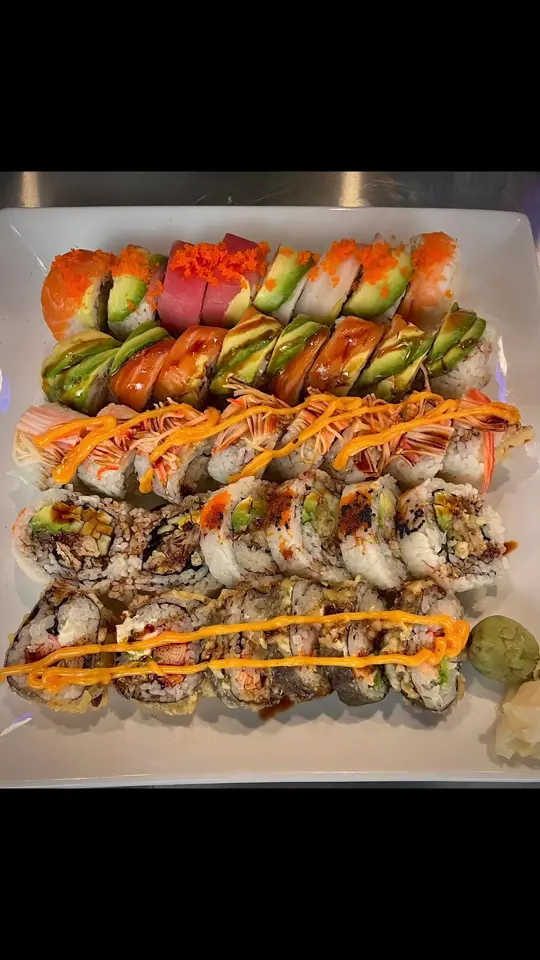 Shogun Hibachi, Sushi & Ramen Lawrenceville in Lawrenceville showing sushi, special roll tray, maki roll tray, volcano roll, shogun roll, crazy fire roll, video by Shogun Japanese Steakhouse Hibachi & Sus on Facebook