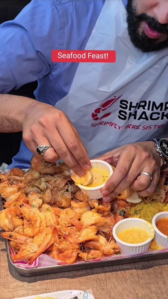 Shrimp Shack Seafood Kitchen in Orange Park showing review, food, shrimp, firecracker shrimp, queen shrimp, lobster, video by halalfoodtherapy on TikTok