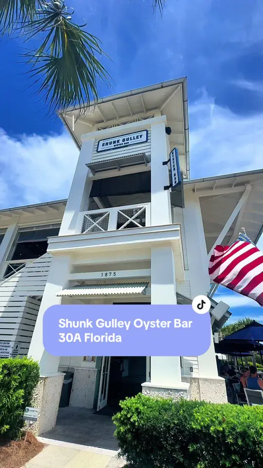 Shunk Gulley Oyster Bar in Santa Rosa Beach showing review, visit, atmosphere, drinks, video by roaming_with_randi on TikTok