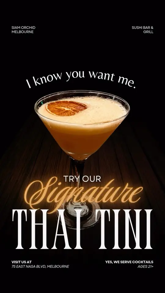 Siam Orchid Melbourne: Thai & Japanese in Melbourne showing cocktail, thai tini, video by Siam Orchid Thai & Japanese - Melbourne, on Facebook
