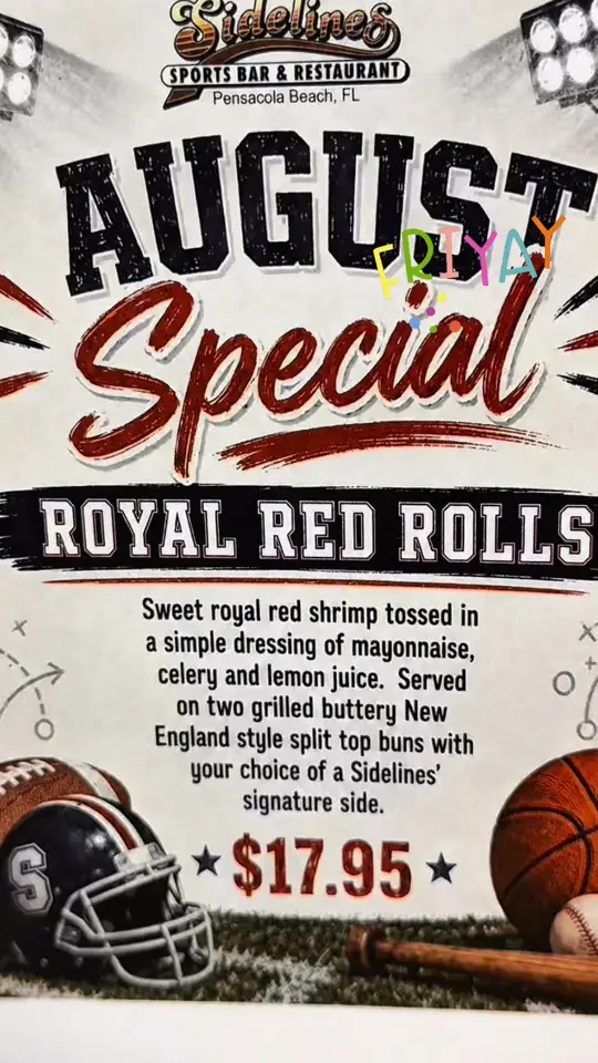 Sidelines Sports Bar And Restaurant in Pensacola Beach showing happy hour, drinks, video by Sidelines Sports Bar Pensacola on Facebook
